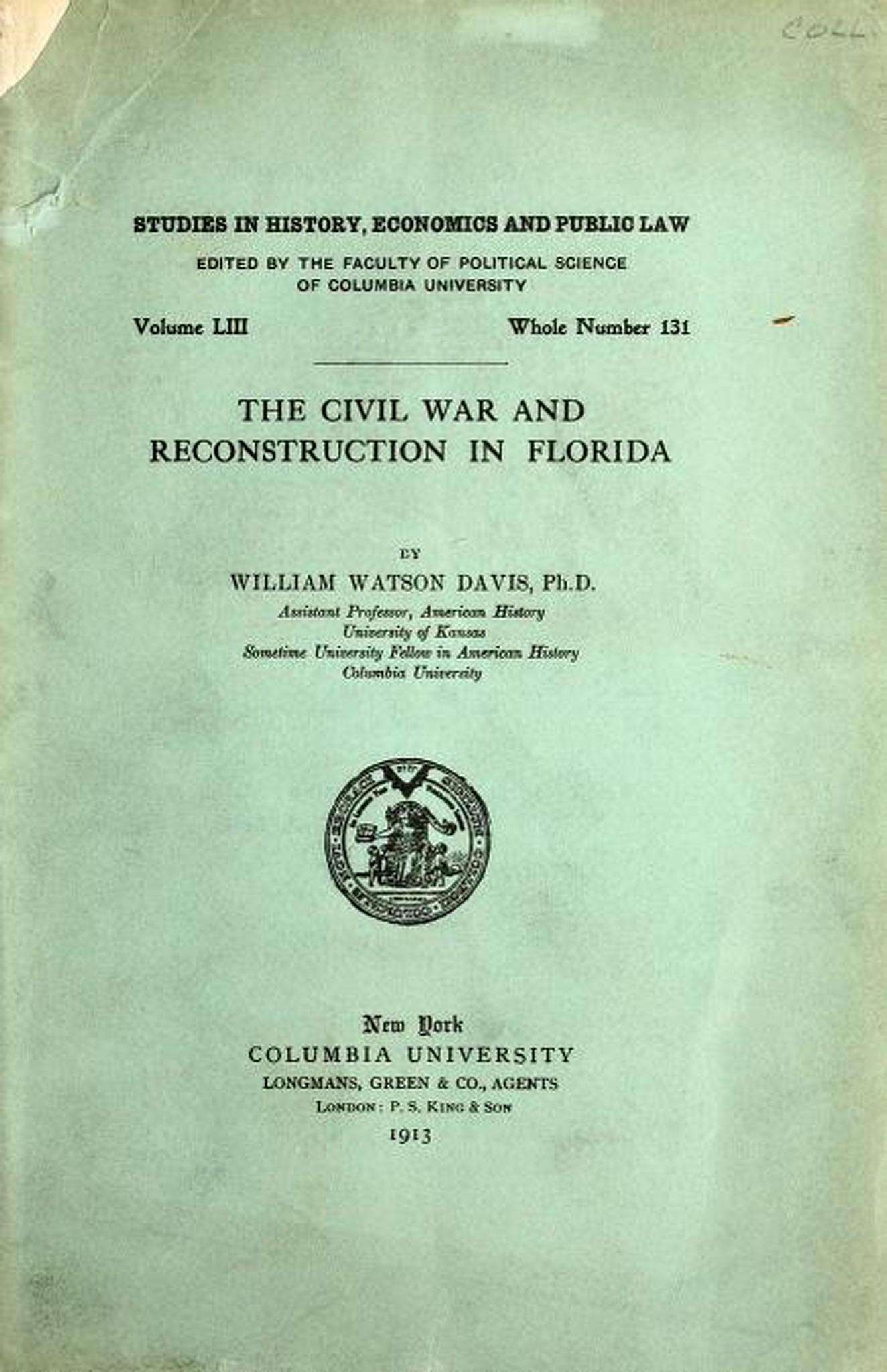 William W. Davis, The Civil War and Reconstruction in Florida 71200908406393